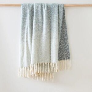 West Elm Throw Blanket Faux Mohair Wool Blend Ombré NWT